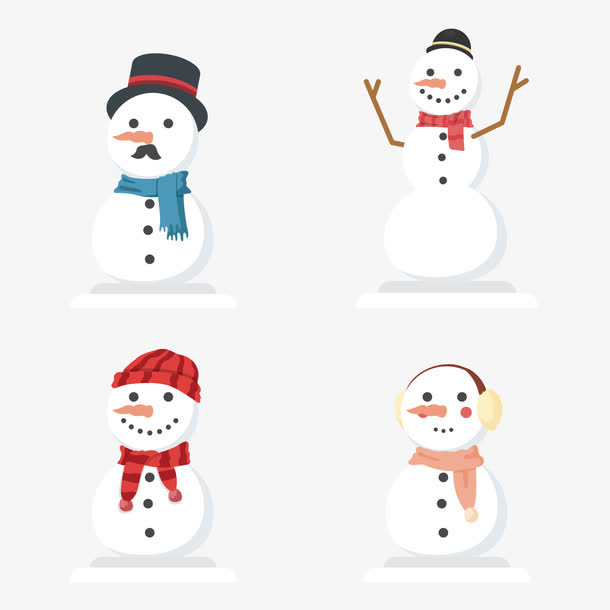 矢量不同表情的雪人免抠