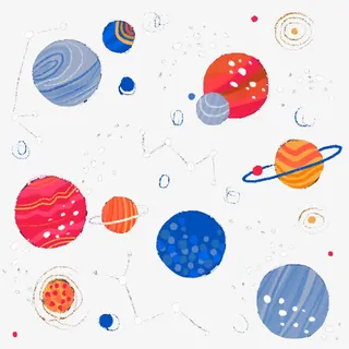 手绘五彩星空图案免抠