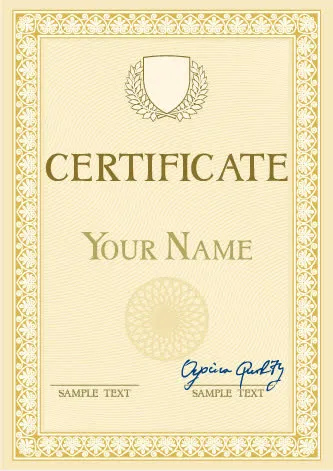 矢量精美证书模板免抠
