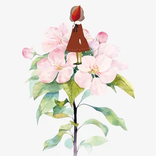 花朵上的小女孩免抠