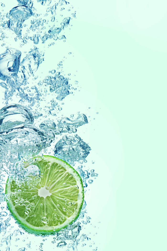 水中青柠檬背景素材高清