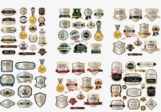 精美的金色标签矢量图设计大全免抠