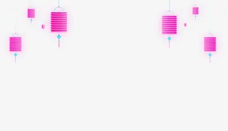 粉色手绘折纸灯笼免抠