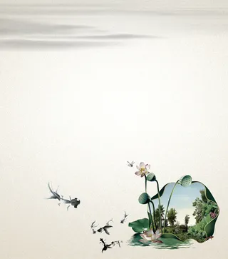 中国风水墨荷花背景素材高清