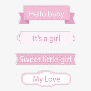 粉色可爱纹理横幅矢量免抠