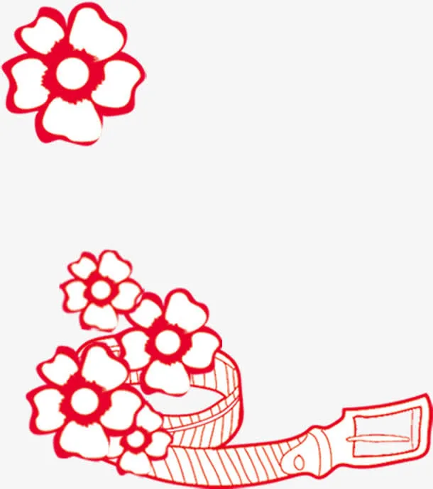 手绘红色节日梅花装饰免抠