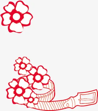 手绘红色节日梅花装饰免抠