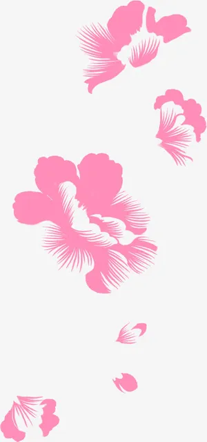 粉红色花边花瓣中秋花朵免抠