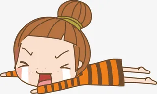 卡通手绘趴着大哭的女孩免抠