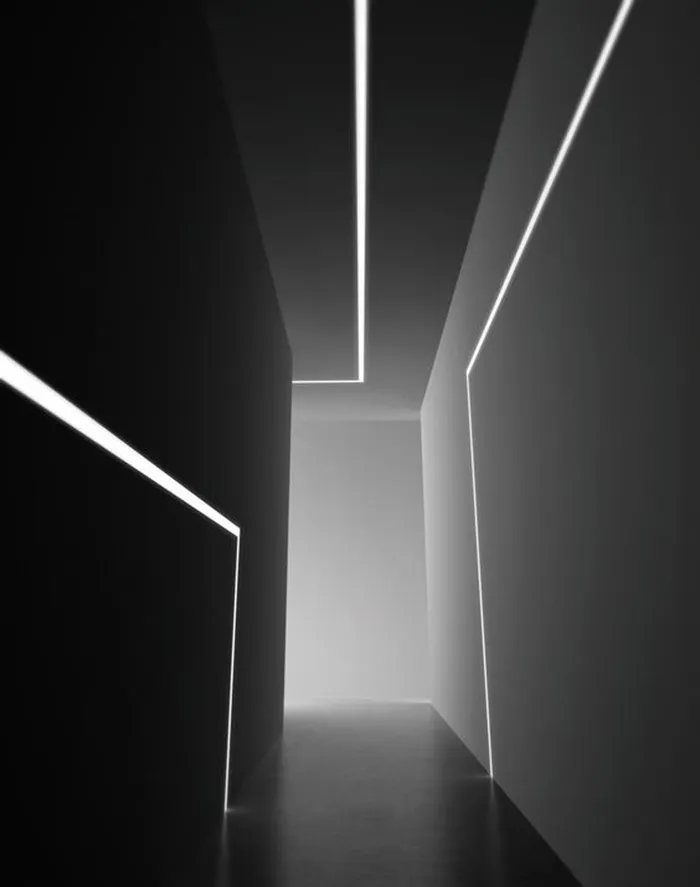 黑色空间感室内走廊建筑背景高清