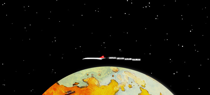 手绘黑色宇宙星空飞机高清