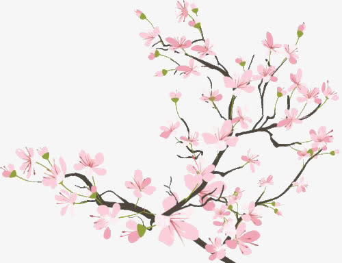 水墨桃花免抠