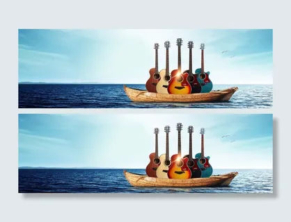 吉他小船背景高清