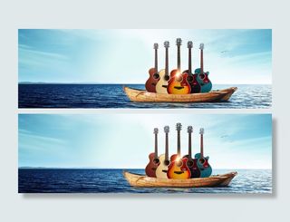吉他小船背景高清