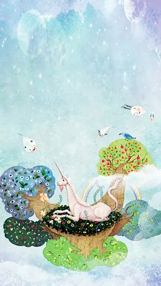 简约羚羊插画手机端H5背景素材高清