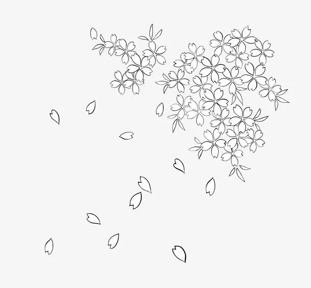 樱花下的流水免抠