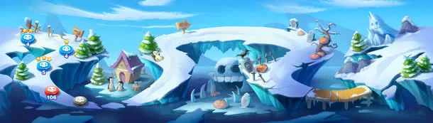 手绘漫画雪山场景免抠