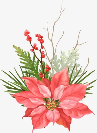 彩绘花朵叶子矢量图免抠