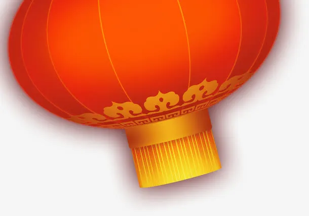 手绘红色灯笼花纹免抠