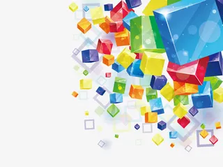 矢量缤纷时尚立体方块组合素材免抠