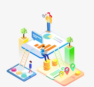 商务办公商用2.5D卡通场景免抠手绘/卡通卡通元素