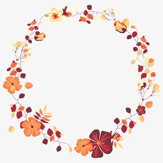 春天暖色花卉边框免抠