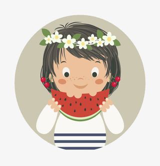 戴花环的孩子免抠