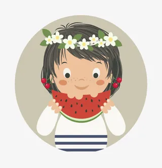 戴花环的孩子免抠