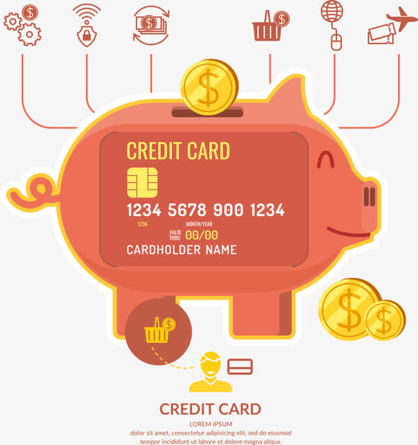 矢量金币储钱猪免抠