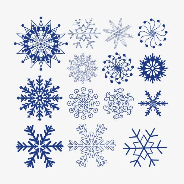 蓝色雪花免抠