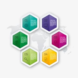 扁平化几何形商务信息展示ppt元素免抠