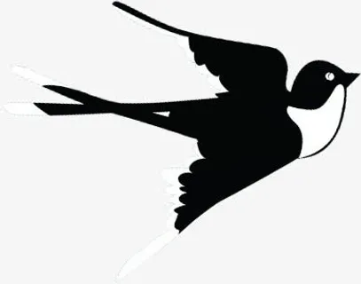 手绘黑色春天燕子免抠装饰动物元素