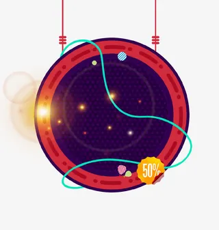 黑色炫酷圆盘促销标签免抠