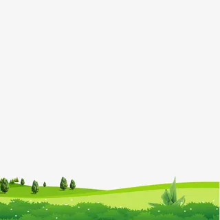 十里春风绿色卡通简约草原免抠