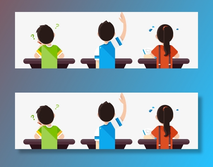 学堂的学生背影卡通免抠