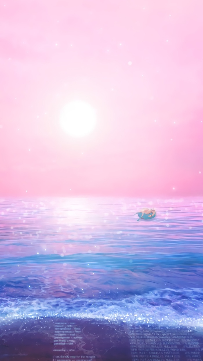 梦幻海面阳光插画H5背景高清