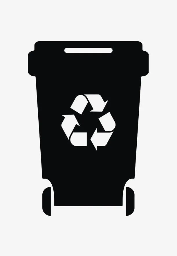 黑色简约保护环境可回收标志的垃免抠