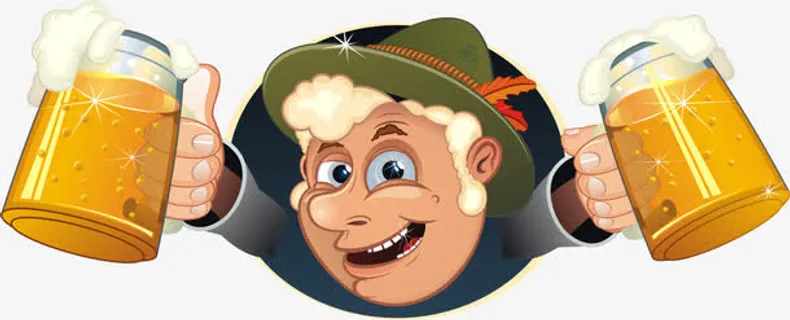 拿着啤酒的卡通牛仔男免抠