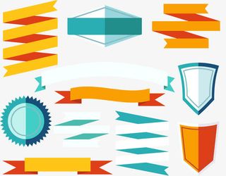 11款扁平化标签和丝带矢量素材免抠