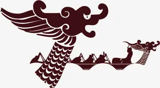 端午情深墨迹龙舟免抠