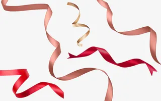 金色彩带漂浮元素免抠