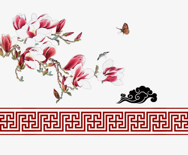 花朵祥云边框免抠
