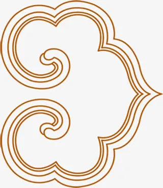 橙色线条如意纹路中秋免抠