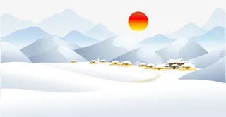 中国风冬季雪山海报背景素材