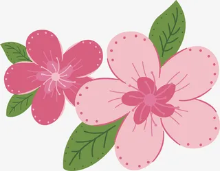 红花绿叶桃花素材免抠