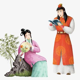 红楼梦插画人物宝黛免抠