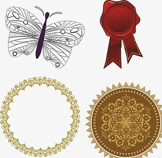 条纹线条古典花边设计矢量图片免抠