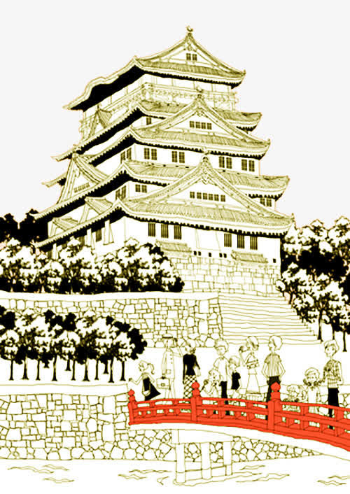 手绘旅游胜地免抠