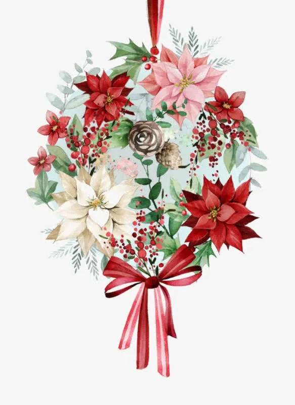 红色白色粉色花卉花束花球免抠