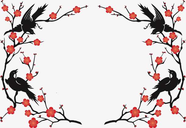 中国风水墨梅花装饰免抠